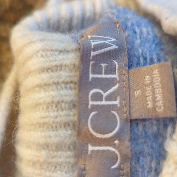 J.Crew Fair Isle Turtleneck Sweater Blue Wool Alpaca Blend Size M Cozy Ski Lodge - Picture 5 of 7